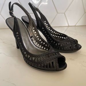 Guess Woven-Leather, sling-back heels, size 7.5